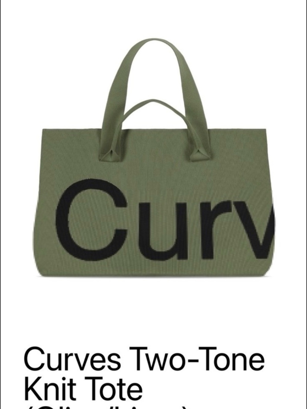 Curves Two-Tone Knit Tote in Olive Green/Lime